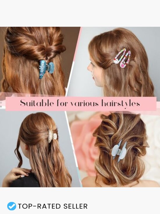 DIY Hair Claw Clip Kit Acrylic Beads Star Pearl Stickers for Women Party
